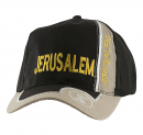 Baseball Cap with Jerusalem and Menorah Design - Black