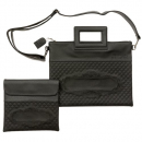 Black Faux Leather Tallit and Tefillin Bag  Embossed Design