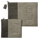 Faux Leather Tallit and Tefillin Bag Set Diamond Design with Aaronic Blessing - Grays