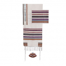 Yair Emanuel Hand Embroidered Silk-Cotton Tallit Set - Colorful Stripes