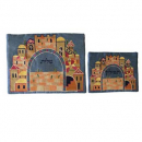 Emanuel Blue Embroidered Tallit and Tefillin Bag - Jerusalem Arch (Sold Separately)