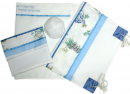 Ronit Gur Tallit Set, Off White with Blue and Green Floral Design - Viscose