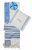 Ateret Acrylic Tallit Set, Powder Blue Stripes, Star of David and Menorah Motif
