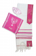 Ateret+Acrylic+Tallit+Set%2C+Menorah+Motif+and+Bible+Words+%96+Pink+and+Gold+Stripes