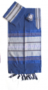 Gabrieli silk Tallit Set in Royal Blue with Silver
