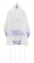 Ronit Gur Lilac Swirl Design Tallit Prayer Shawl Set With Bag and Kippah