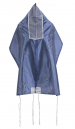 Flower Design Blue Tallit and Bag Set By Ronit Gur