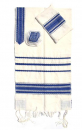 Gabrieli Handwoven White Wool Tallit Set - White with Blue Stripes