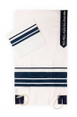 Ronit Gur White Tallit Set With Black Stripes