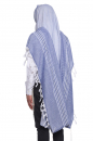 Shir Wool Tallit Non Slip Prayer Shawl - Contemporary Denim Color Stripes