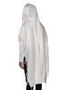LaMenatzeach Victory Wool Tallit Non Slip Prayer Shawl - Shiny White Stripes